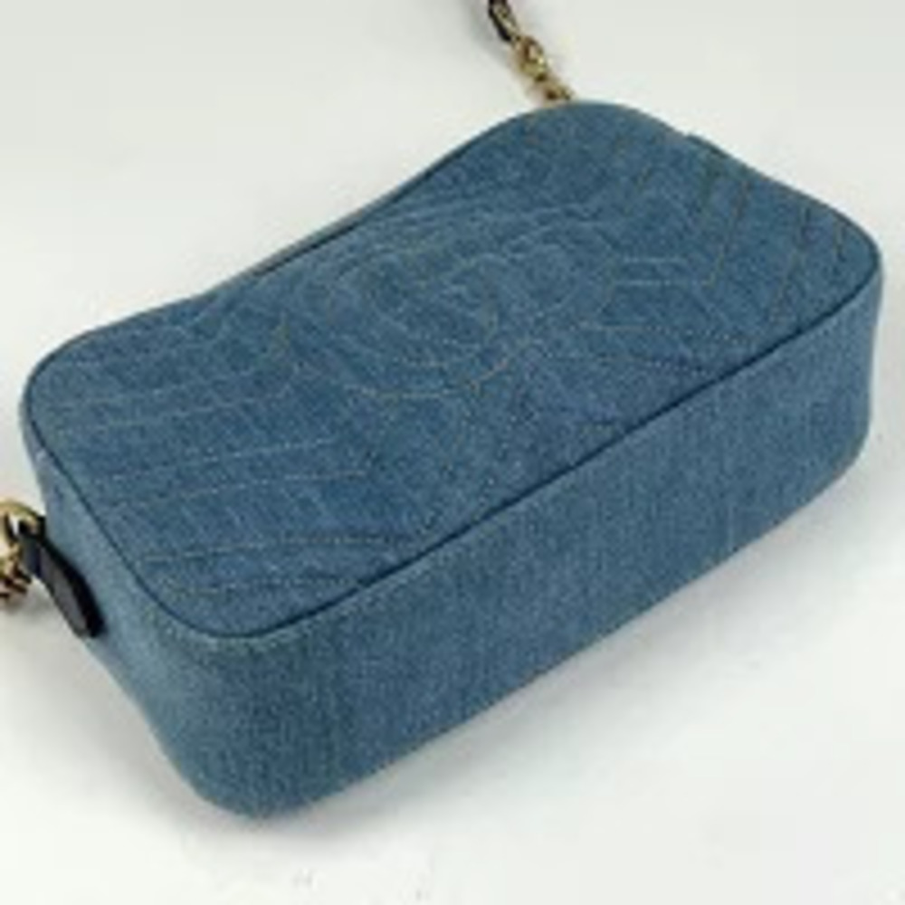 Gucci Marmont Faux Crossbody GG Double Bag Chain Blue Shoulder Pearl Denim GG